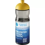 Bidon H2O Eco o pojemności 650 ml z wypukłym wieczkiem, szary, żółty