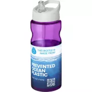 Bidon H2O Eco o pojemności 650 ml z wieczkiem z dzióbkiem, fioletowy, biały