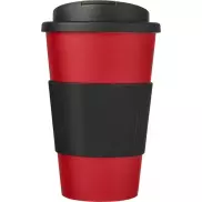 Americano® 350 ml tumbler with grip & spill-proof lid, czerwony, czarny