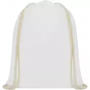 Plecak Oregon wykonany z bawełny o gramaturze 140 g/m² ze sznurkiem ściągającym, biały
