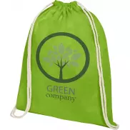 Plecak Oregon wykonany z bawełny o gramaturze 140 g/m² ze sznurkiem ściągającym, zielony