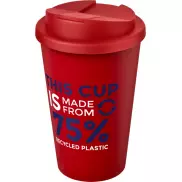 Kubek Americano® Eco z recyklingu o pojemności 350 ml z pokrywą odporną na zalanie, czerwony