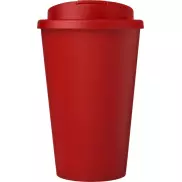 Kubek Americano® Eco z recyklingu o pojemności 350 ml z pokrywą odporną na zalanie, czerwony