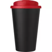 Kubek Americano® Eco z recyklingu o pojemności 350 ml z pokrywą odporną na zalanie, czerwony, czarny