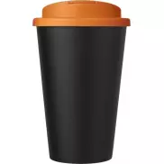 Kubek Americano® Eco z recyklingu o pojemności 350 ml z pokrywą odporną na zalanie, pomarańczowy, czarny
