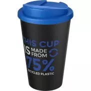 Kubek Americano® Eco z recyklingu o pojemności 350 ml z pokrywą odporną na zalanie, niebieski, czarny