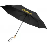 Składany wiatroodporny parasol 51 cm z PET z recyklingu Birgit, czarny