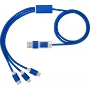 Kabel do ładowania 5 w 1 z podwójnym wejściem Versatile, niebieski