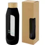 Tidan Butelka z borokrzemianowego szkła o pojemności 600 ml z silikonowym uchwytem, czarny
