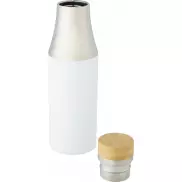 Hulan miedziana, próżniowo izolowana butelka o pojemności 540 ml z bambusową pokrywką, biały