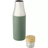 Hulan miedziana, próżniowo izolowana butelka o pojemności 540 ml z bambusową pokrywką, zielony