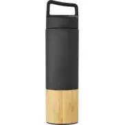 Torne miedziana, izolowana próżniowo butelka ze stali nierdzewnej o pojemności 540 ml z bambusową ścianką zewnętrzną, czarny