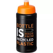 Baseline 500 ml butelka sportowa z recyklingu, czarny, pomarańczowy