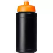 Baseline 500 ml butelka sportowa z recyklingu, czarny, pomarańczowy