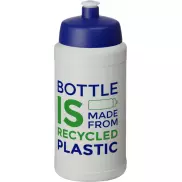 Baseline 500 ml butelka sportowa z recyklingu, biały, niebieski