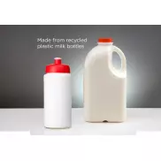 Baseline 500 ml butelka sportowa z recyklingu, biały, czerwony