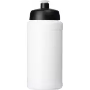 Baseline 500 ml butelka sportowa z recyklingu, biały, czarny