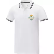 Męska koszulka polo Amarago z kontrastowymi paskami i krótkim rękawem, s, biały