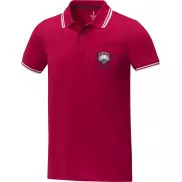 Męska koszulka polo Amarago z kontrastowymi paskami i krótkim rękawem, s, czerwony