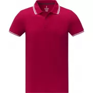 Męska koszulka polo Amarago z kontrastowymi paskami i krótkim rękawem, m, czerwony