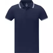 Męska koszulka polo Amarago z kontrastowymi paskami i krótkim rękawem, l, niebieski