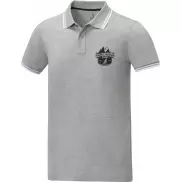Męska koszulka polo Amarago z kontrastowymi paskami i krótkim rękawem, xs, szary