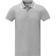 Męska koszulka polo Amarago z kontrastowymi paskami i krótkim rękawem, s, szary