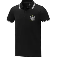 Męska koszulka polo Amarago z kontrastowymi paskami i krótkim rękawem, s, czarny