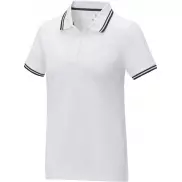 Damska koszulka polo Amarago z kontrastowymi paskami i krótkim rękawem, xs, biały