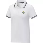 Damska koszulka polo Amarago z kontrastowymi paskami i krótkim rękawem, xs, biały