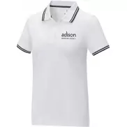 Damska koszulka polo Amarago z kontrastowymi paskami i krótkim rękawem, xl, biały