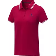 Damska koszulka polo Amarago z kontrastowymi paskami i krótkim rękawem, xs, czerwony