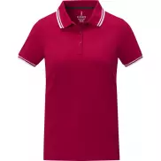Damska koszulka polo Amarago z kontrastowymi paskami i krótkim rękawem, s, czerwony