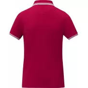 Damska koszulka polo Amarago z kontrastowymi paskami i krótkim rękawem, m, czerwony