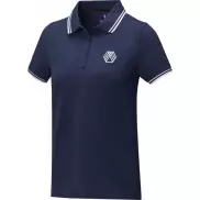 Damska koszulka polo Amarago z kontrastowymi paskami i krótkim rękawem, l, niebieski