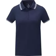 Damska koszulka polo Amarago z kontrastowymi paskami i krótkim rękawem, l, niebieski