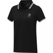 Damska koszulka polo Amarago z kontrastowymi paskami i krótkim rękawem, xs, czarny