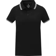 Damska koszulka polo Amarago z kontrastowymi paskami i krótkim rękawem, xs, czarny