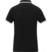 Damska koszulka polo Amarago z kontrastowymi paskami i krótkim rękawem, l, czarny