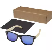 Lustrzane okulary przeciwsłoneczne wykonane z plastiku PET z recyklingu/bambusa Taiyō z polaryzacją w pudełku upominkowym, brazowy