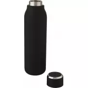 Miedziana butelka izolowana próżniowo Marka o pojemności 600 ml z metalową pętelką, czarny