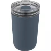 Szklany kubek Bello o pojemności 420 ml z zewnętrzną ścianką z plastiku z recyklingu, niebieski