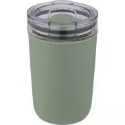 Szklany kubek Bello o pojemności 420 ml z zewnętrzną ścianką z plastiku z recyklingu, zielony
