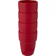 4-częściowy zestaw upominkowy Staki z kubkami z możliwością układania jeden na drugim o pojemności 280 ml, czerwony
