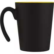 Kubek ceramiczny Oli o pojemności 360 ml z uchwytem, żółty, czarny