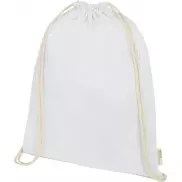 Plecak ściągany sznurkiem Orissa z bawełny organicznej z certyfikatem GOTS o gramaturze 140 g/m², biały