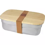 Pudełko śniadaniowe Tite ze stali nierdzewnej z bambusową pokrywką, piasek pustyni, szary