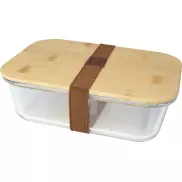 Pudełko śniadaniowe ze szkła Roby z bambusową pokrywką, piasek pustyni, biały
