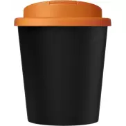 Kubek Americano® Espresso Eco z recyklingu o pojemności 250 ml z pokrywą odporną na zalanie , czarny, pomarańczowy
