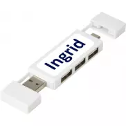Mulan podwójny koncentrator USB 2.0, biały